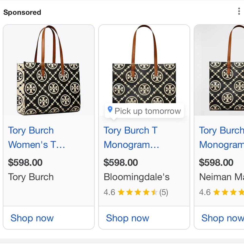 New Tory Burch T MONOGRAM CONTRAST EMBOSSED TOTE BAG wine/ cream - Picture 9 of 9